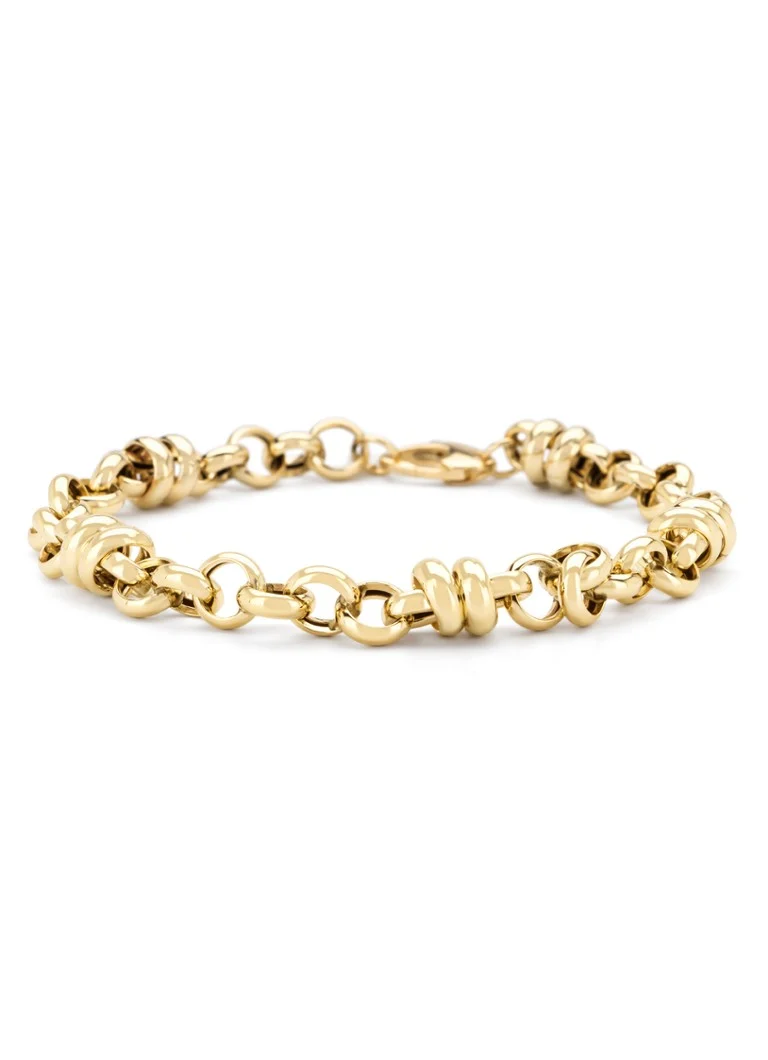 Diamond Point Yellow Gold Link Bracelet Timeless Treasures 19 cm