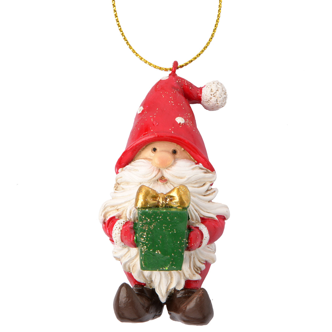 Dekofigur Weihnachtsmann mit Aufhängeschlaufe rot / weiss / grün
