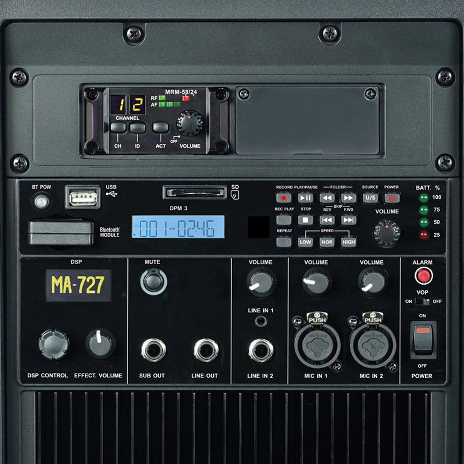 Mipro Audio MA-727 mit 1-Kanal Empfangsmodul und Mikrofon Lautsprechersystem (Bluetooth, 170 W)