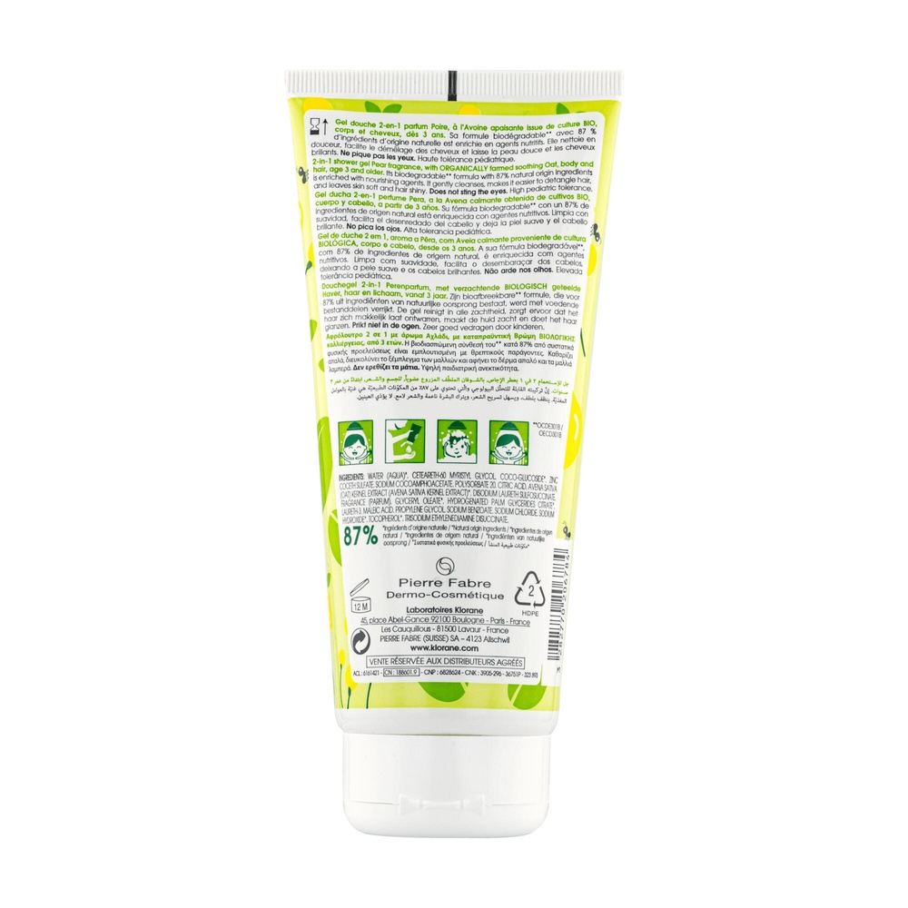 Klorane PETIT JUNIOR Gel corps cheveux Poire 200  ml Gel corps cheveux