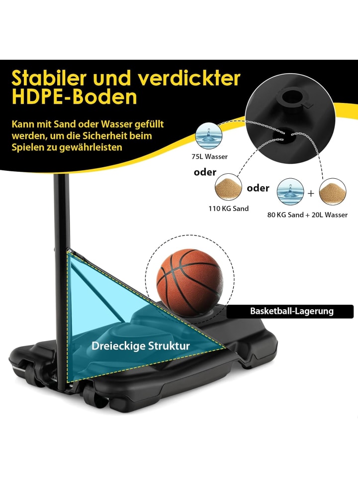 COSTWAY Basketballständer 130-305 cm höhenverstellbar in Schwarz günstig kaufen onesize