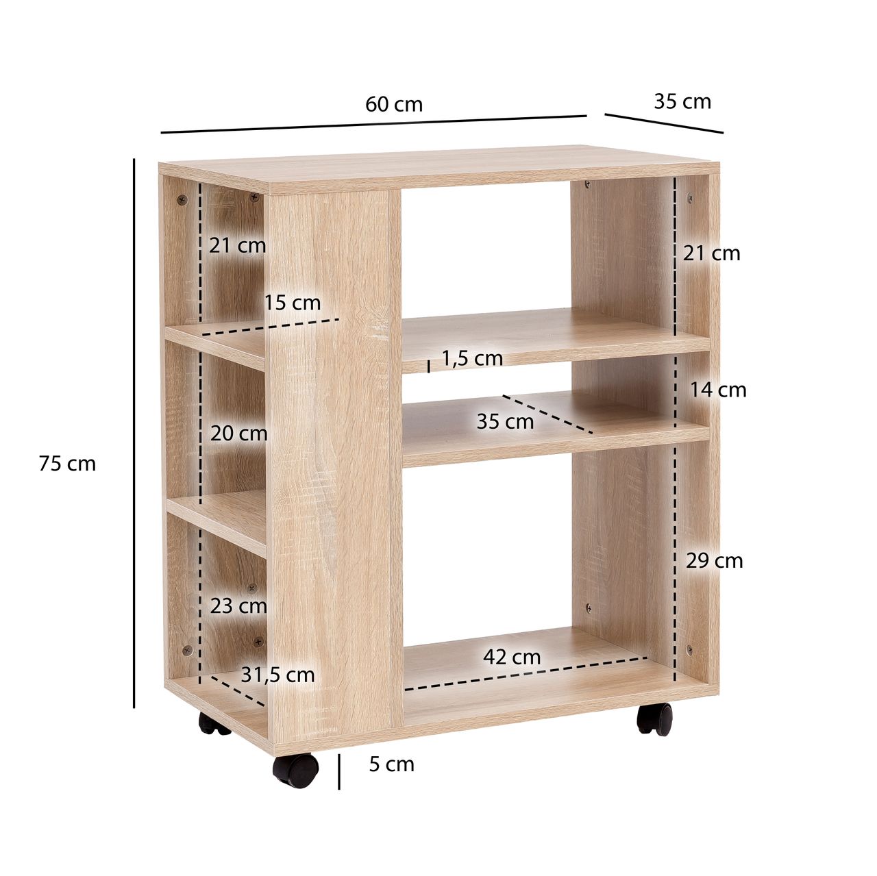 Wohnling Regal Sonoma 60x35x75 cm