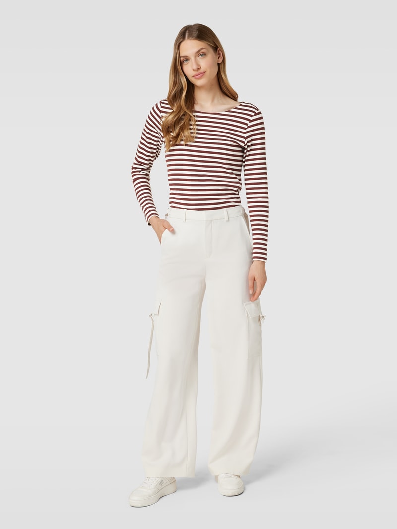 Longsleeve mit Streifenmuster in mittelbraun