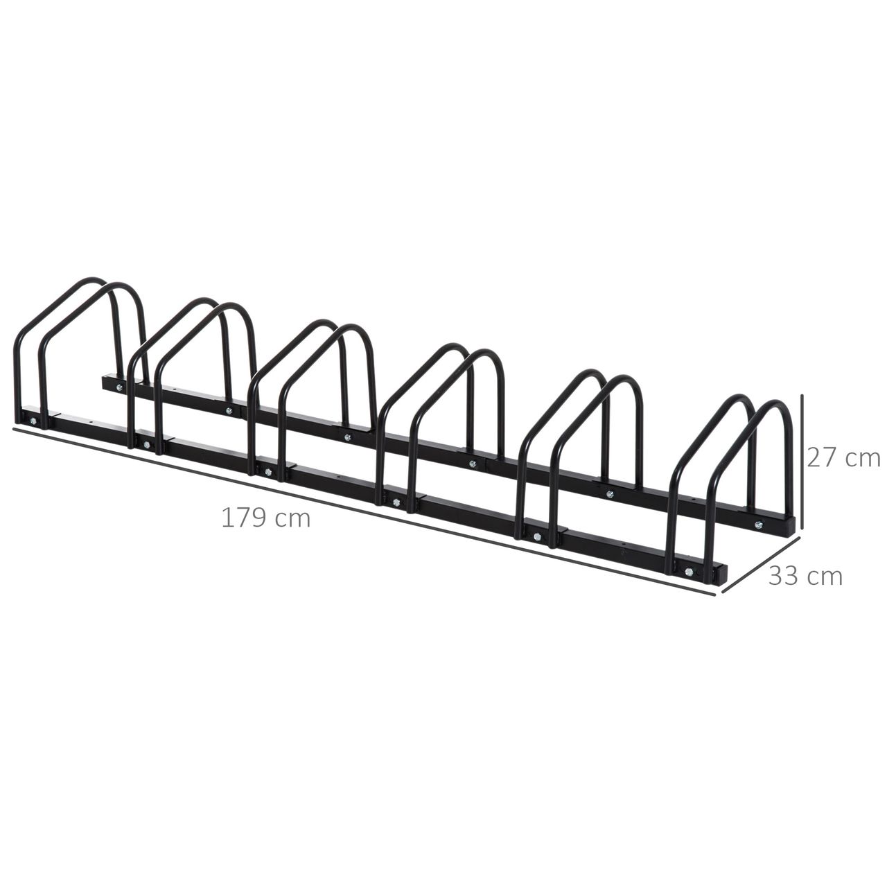 HOMCOM Fahrradständer Radständer Mehrfachständer Aufstellständer Fahrrad Ständer wetterfest langlebig Boden- und Wandmontage Stahl bis 6 Fahrräder Schwarz 179 x 33 x 27 cm