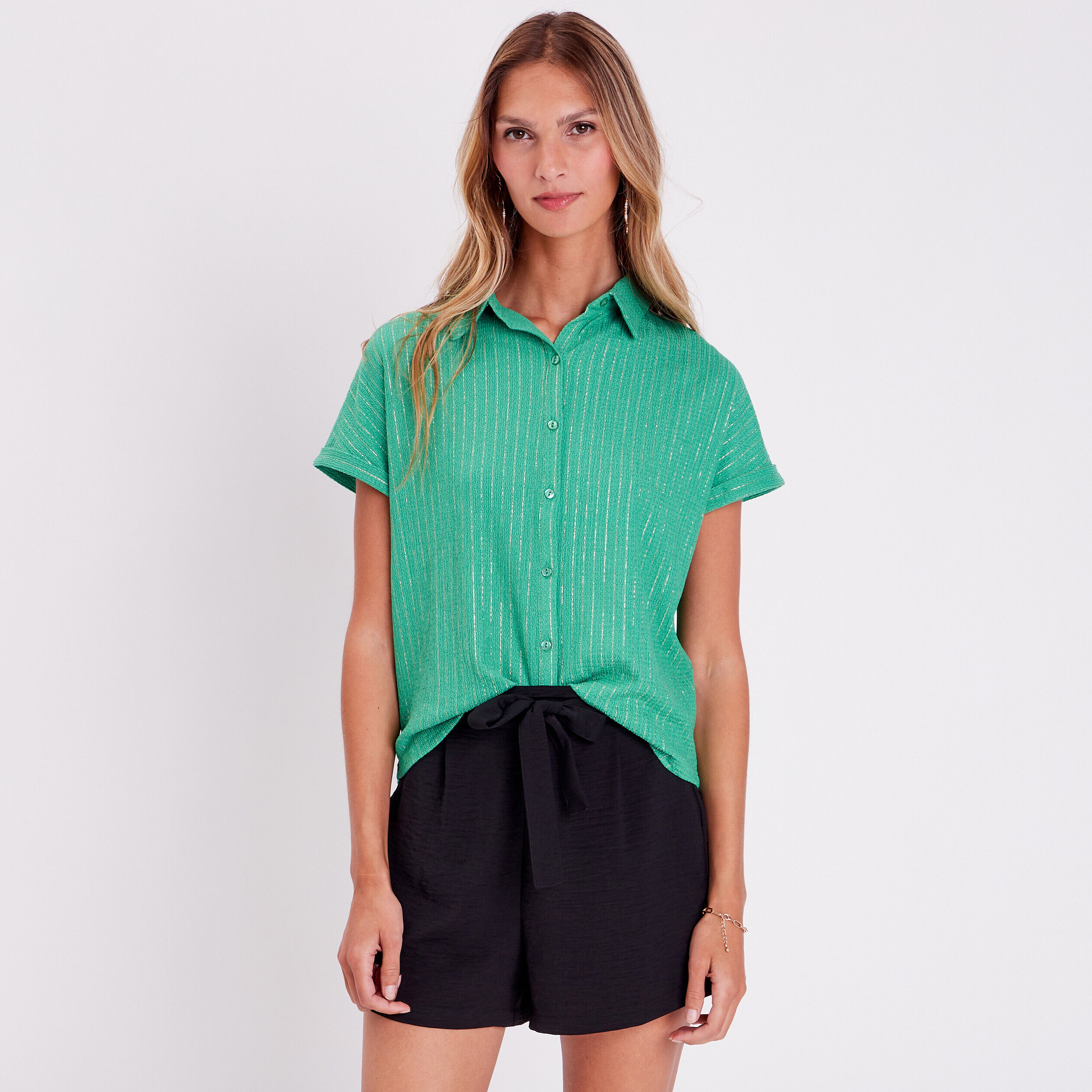 Blouse manches courtes vert menthe femme | Cache Cache