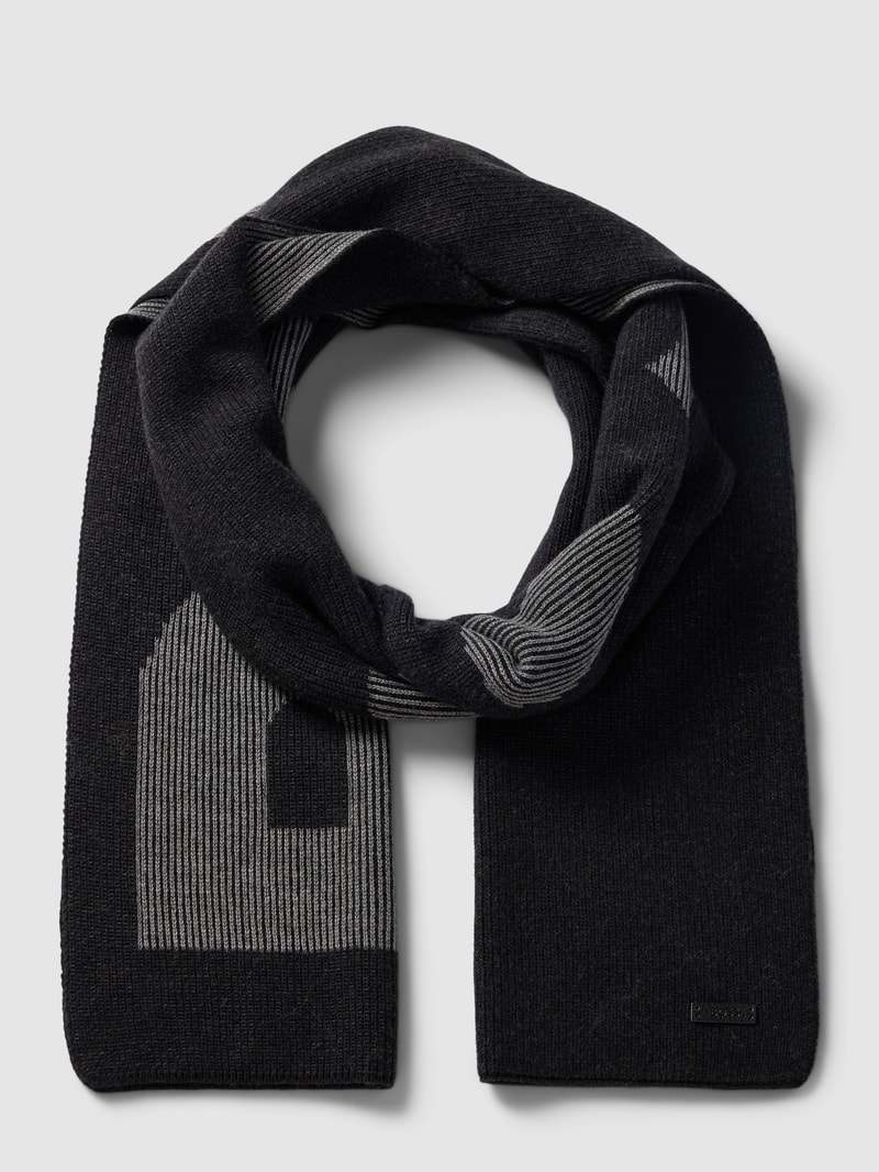 Schal mit Label-Detail Modell 'Lamico' in schwarz