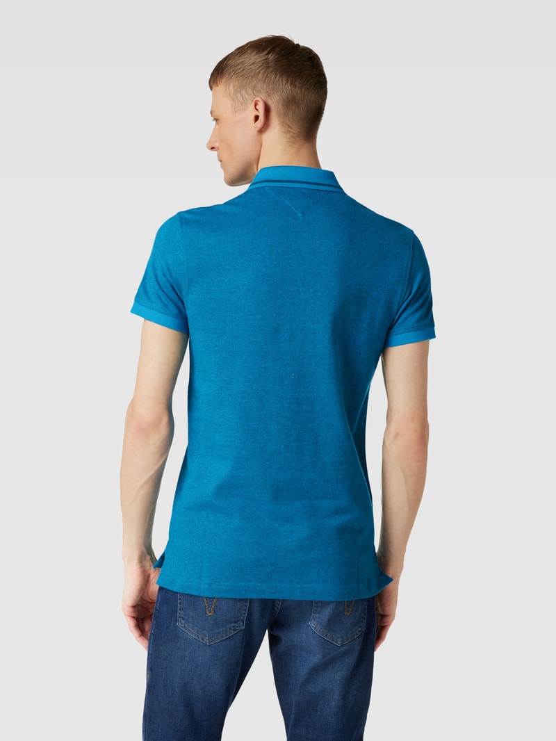 Poloshirt mit Logo-Stitching Modell 'PRETWIST' in himmelblau