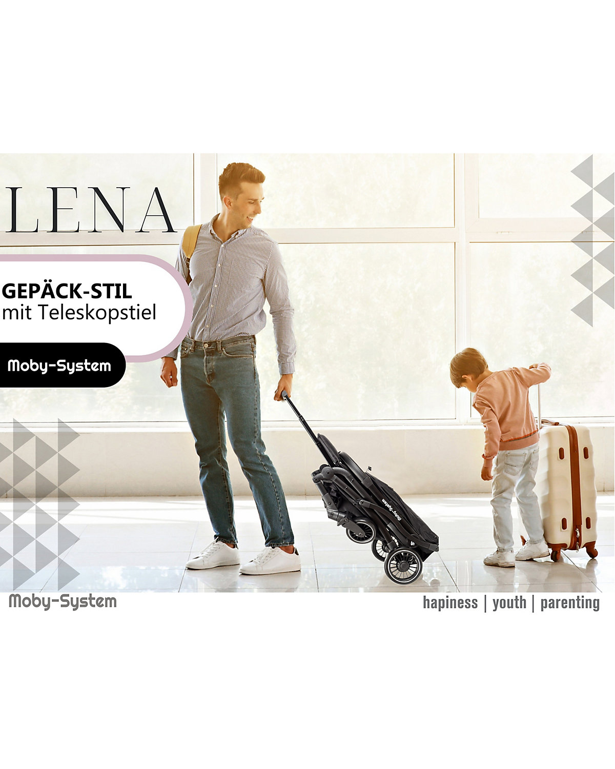 Kinderwagen, Buggy mit dem Koffer, für Kinder bis 15 Kg, Flugzeug tauglich, Fahrzeugs tauglich, großer Einkaufskorb