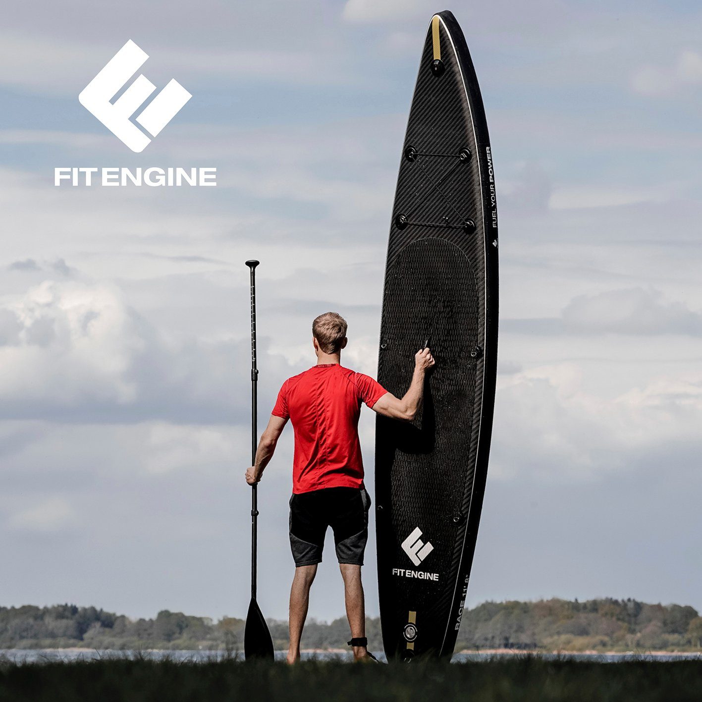 FitEngine Inflatable SUP-Board XXXL Stand up Paddle Board Set Race 11‘8“ 360cm, 170kg Race-Shape erhöhte Stabilität