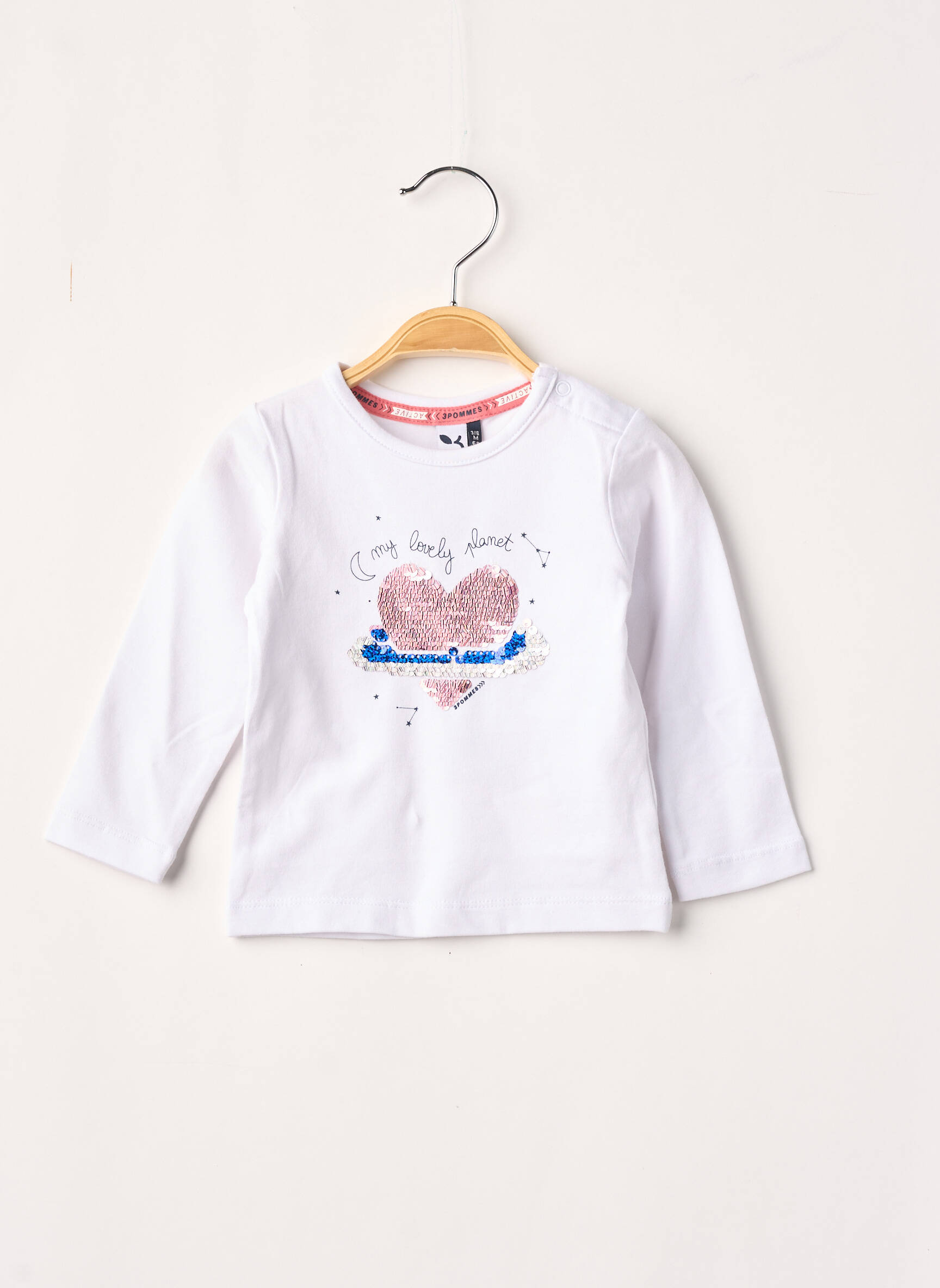 3 Pommes Tshirts Fille couleur blanc