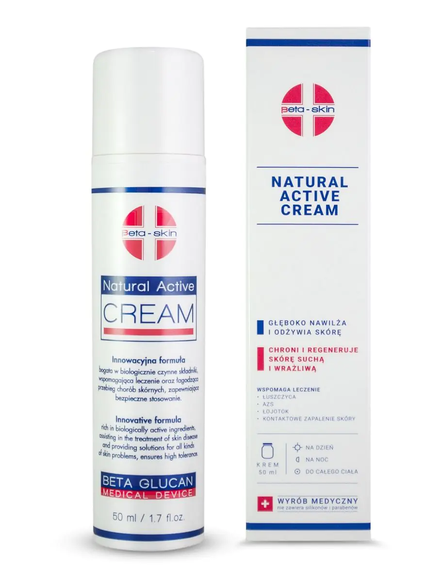 „Beta Skin“ natūralus aktyvus veido ir kūno kremas, 50 ml