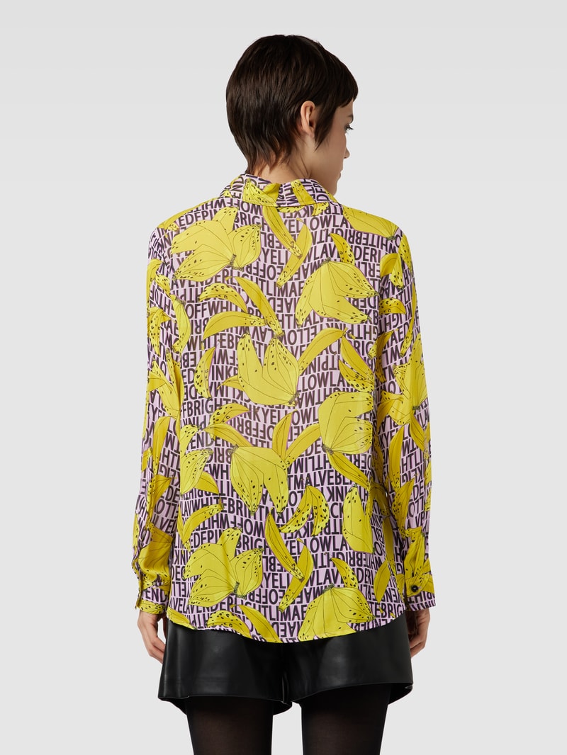 Hemdbluse mit Allover-Print in flieder