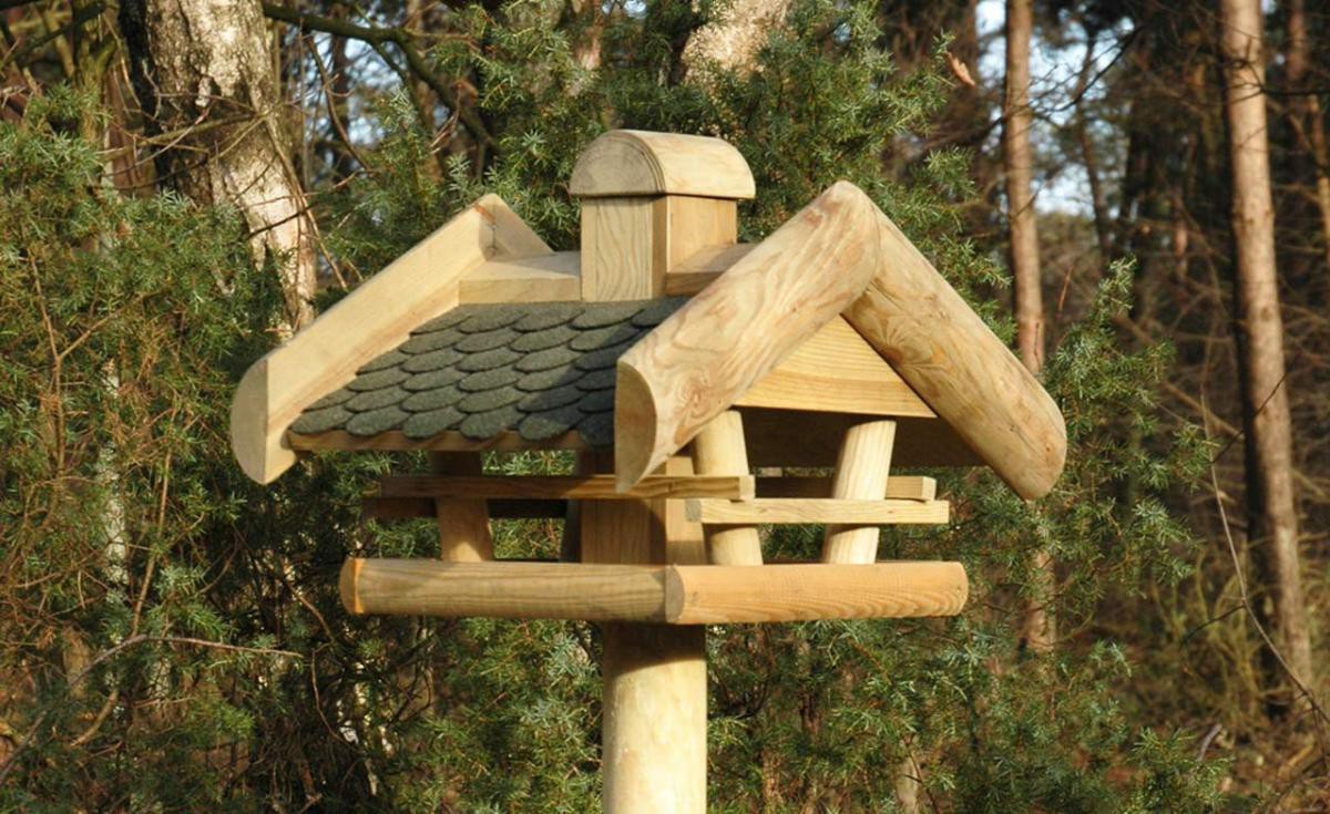 dobar Vogelhaus mit Futtersilo, Spitzdach
