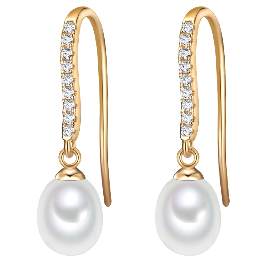 Valero Pearls Boucles d'oreille en perle Argent sterling Oxyde de zirconium (CZ) Perle de cultu Boucles d'oreilles