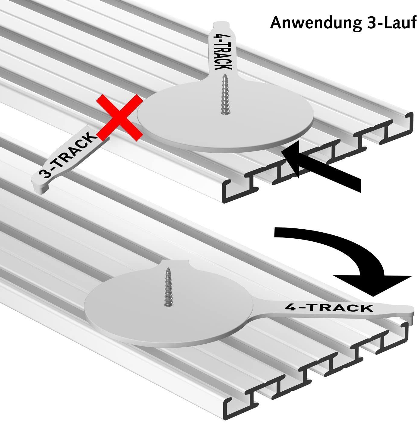 Gardinenschiene Wendeschiene, 3-/4-läufig, weiß, Garduna, gebohrt