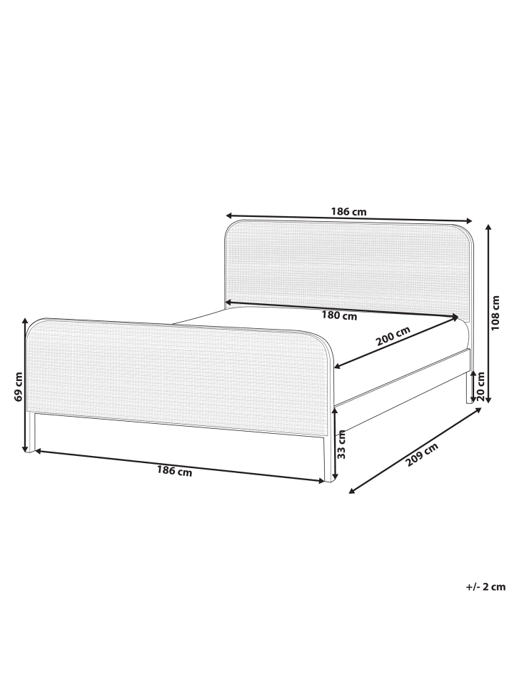 Beliani Doppelbett GONFARON in Schwarz/Braun - (W) 186 x (H) 108 x (L) 209 cm günstig kaufen onesize