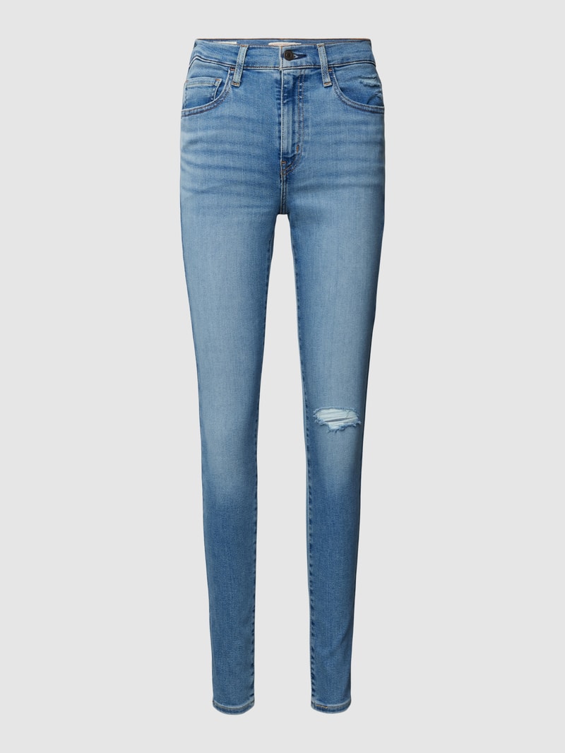 Super Skinny High Waist Jeans im Used-Look in blau