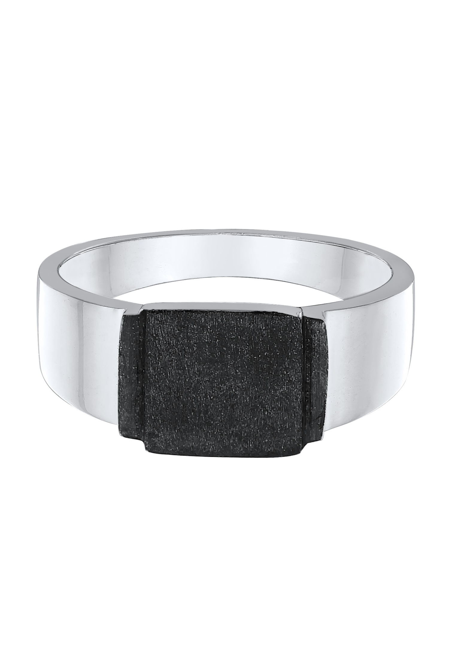 KUZZOI Men's Matte Square Seal in Oxidized 925 Sterling Silver