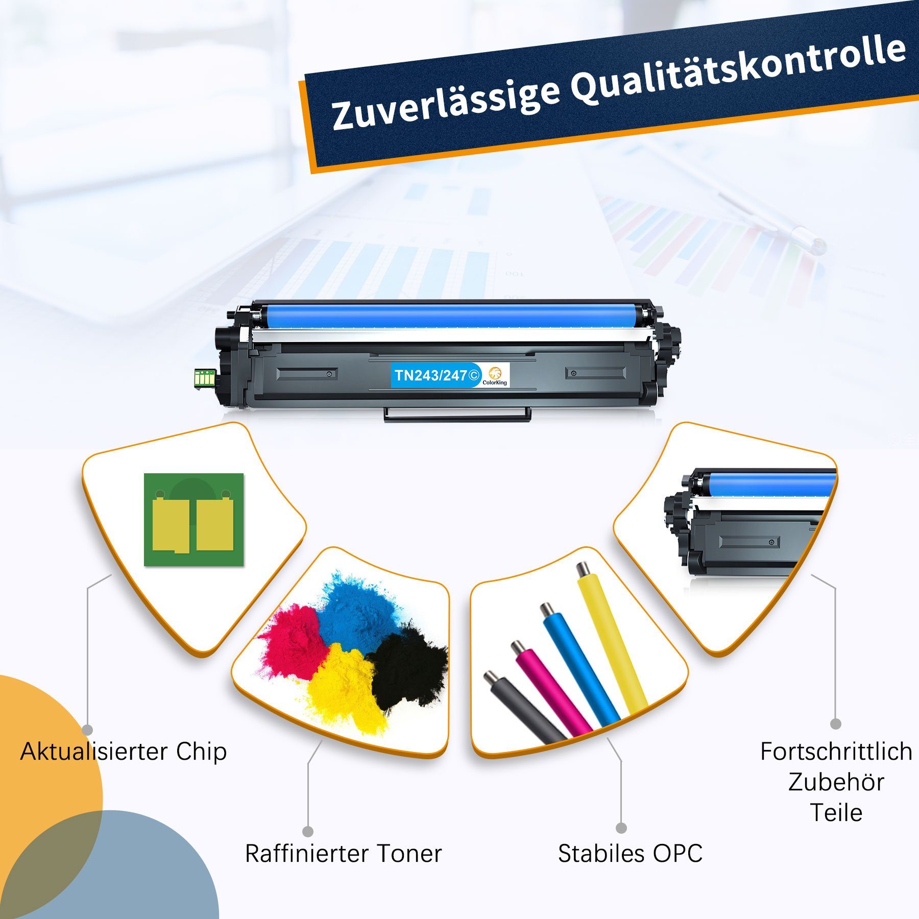 ColorKing Tonerkartusche TN247, (Kompatibel für Brother TN-247 TN 243 MFC-L3750CDW DCP-L3550CDW MFC-L3770CDW HL-L3230CDW HL-L3210CW), HL-L3270CDW MFC-L3710CW MFC-L3730CDN L3510CDW