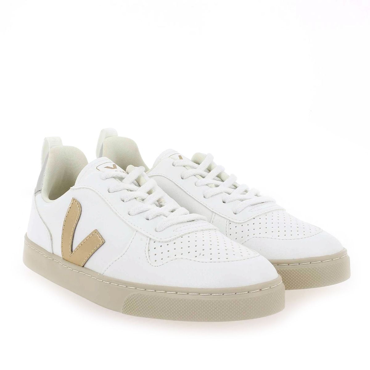 Veja  SMALL V-10 LACE - Blanc Platine