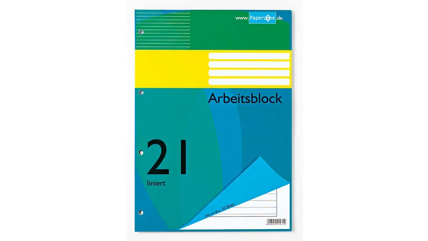 PAPERZONE Arbeitsblock A4 Lineatur 21 50 Blatt