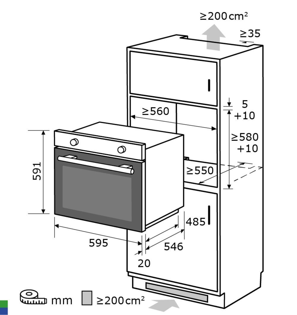 vonReiter Einbau-Mikrowelle VREBM 6072-3, Mikrowelle mit Backofenfunktionen, Grill, Heißluft, Unterhitze, Auftaufunktion, 72,00 l, Touch-Control