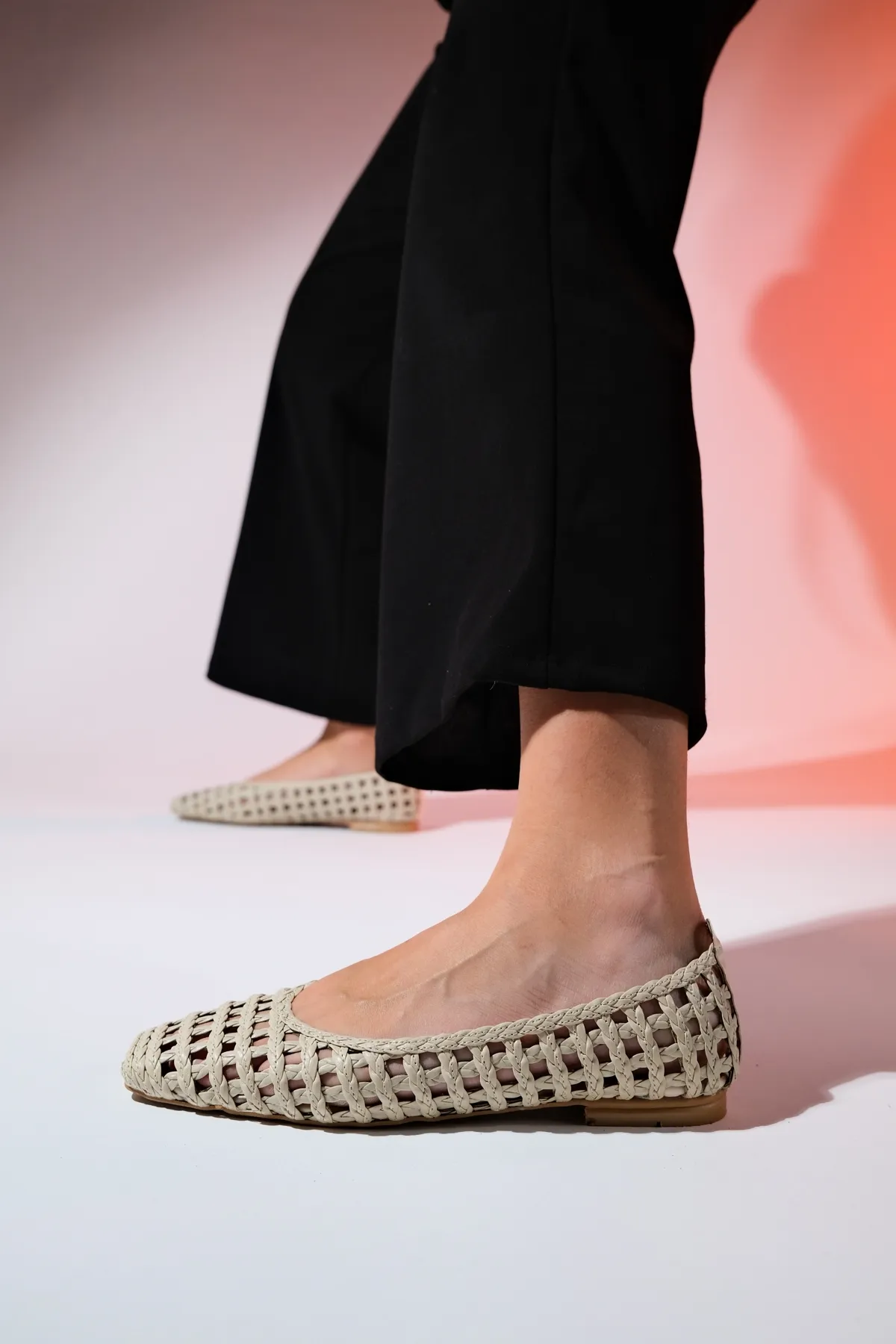 LuviShoes  ARCOLA Beige gestrickte gemusterte Damen-Ballettschuhe