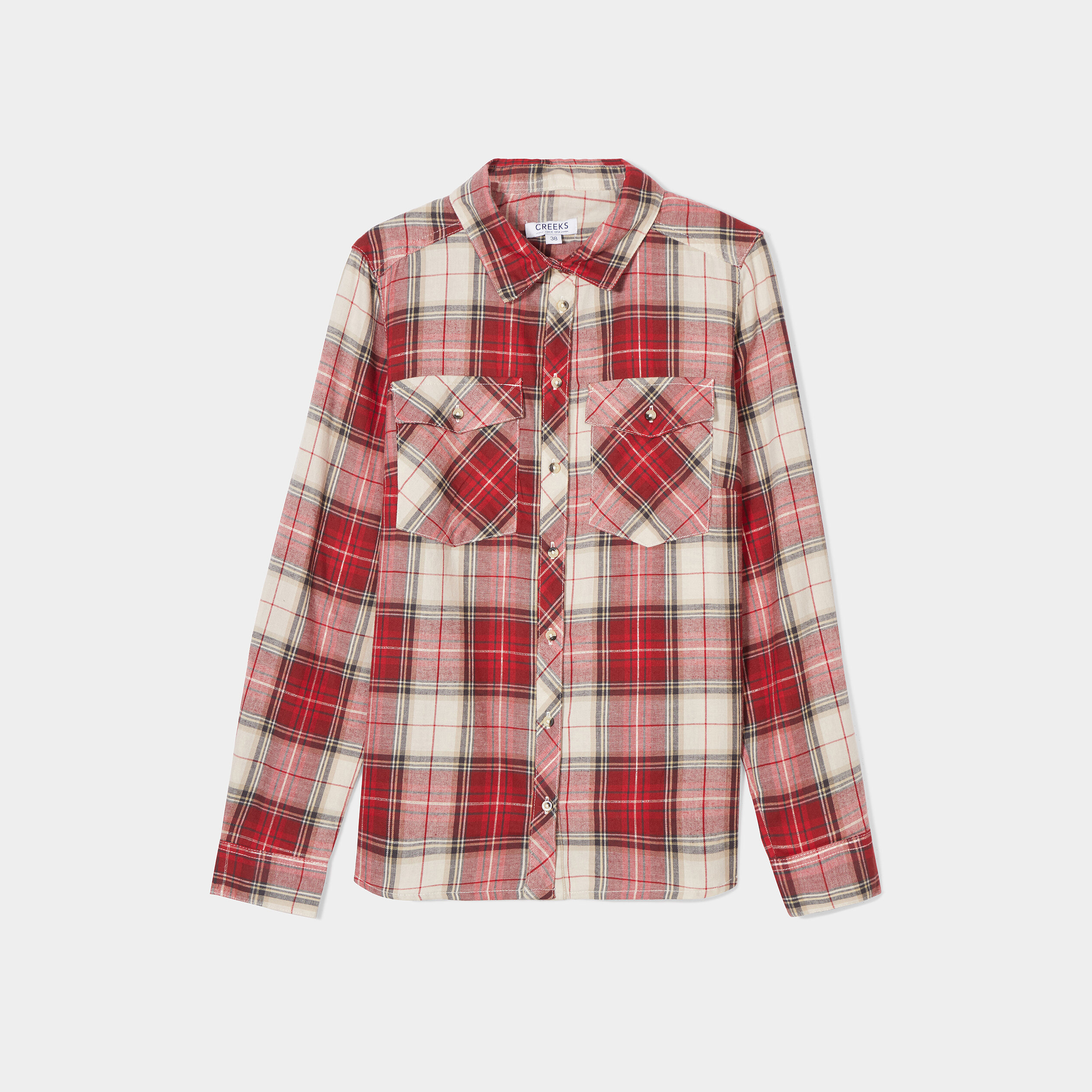 Chemise manches longues avec poches rouge femme | La Halle