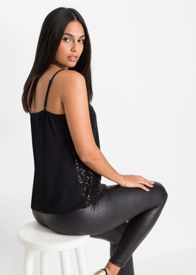 Jersey-Top mit Pailletten