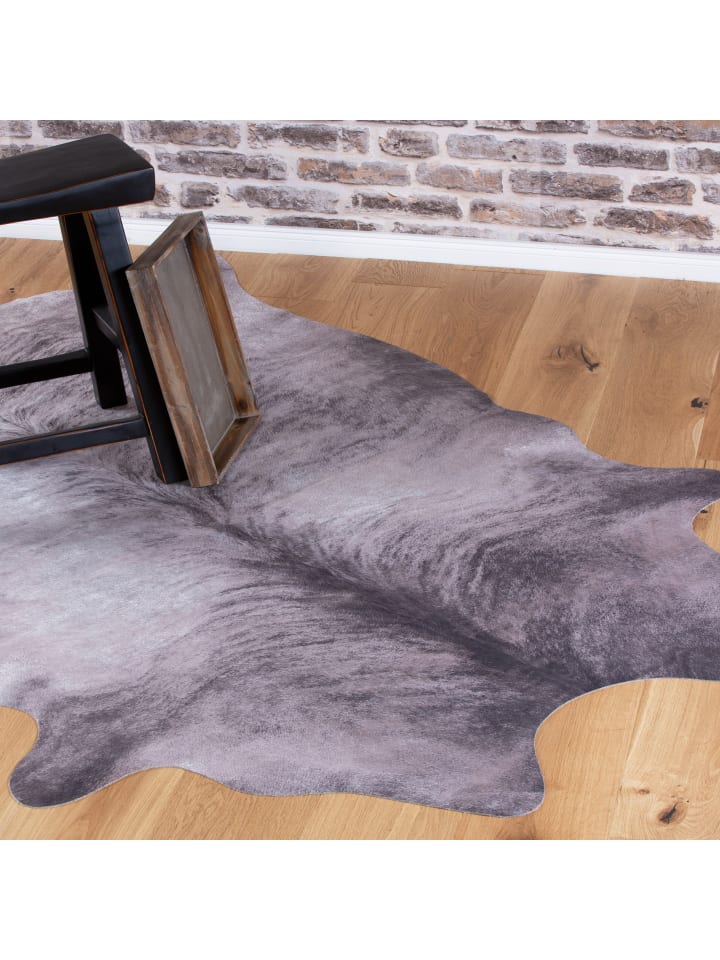 GMD Living Kunstfellteppich CANYON CITY Ochse in Grau günstig kaufen 155 x 190 cm