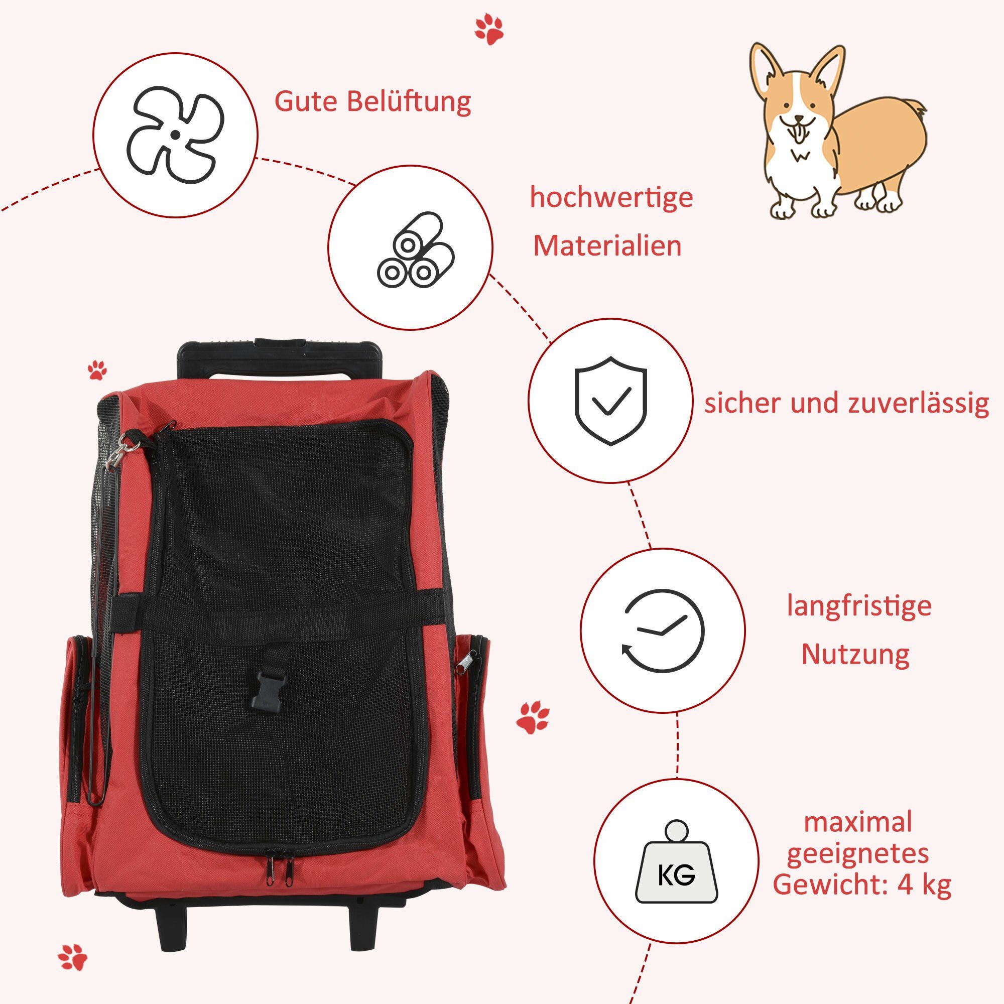 PawHut Tiertransportbox 2 in 1 Hundetasche bis 9 kg