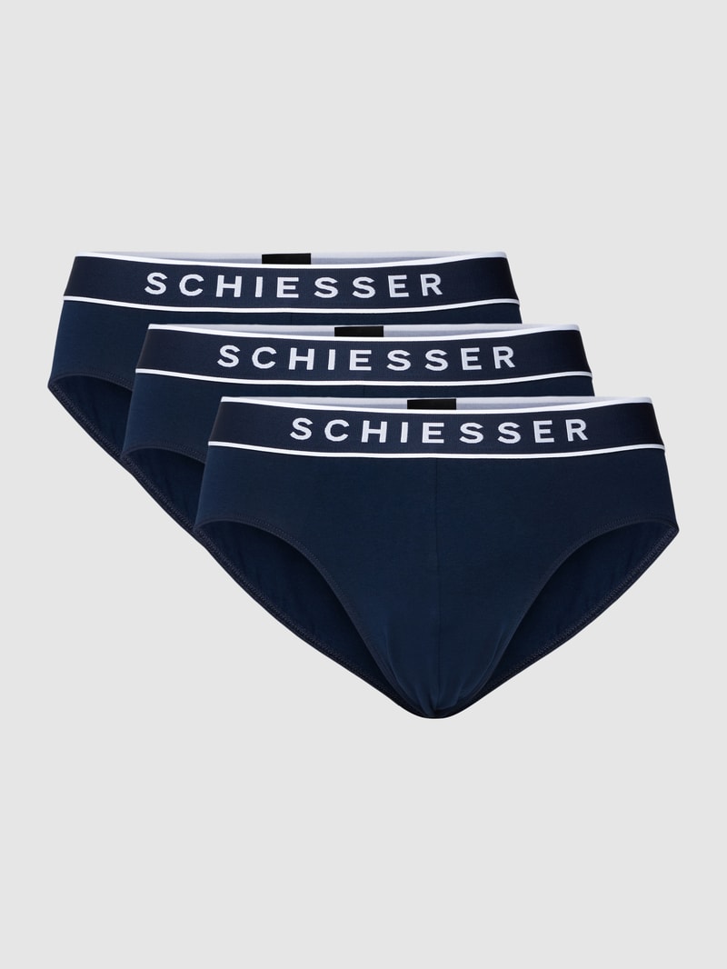 Slip mit Logo-Bund im 3er-Pack in marineblau
