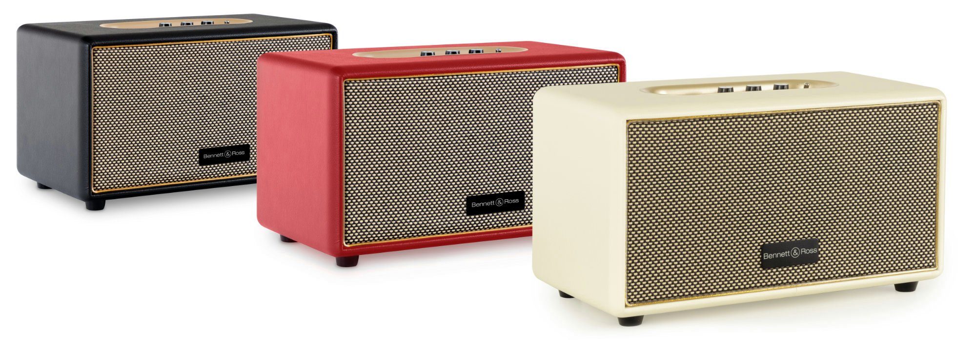 Bennett & Ross BB-860 Blackmore Stereoanlage (60 W, Retro Bluetooth Lautsprecher in Lederoptik)