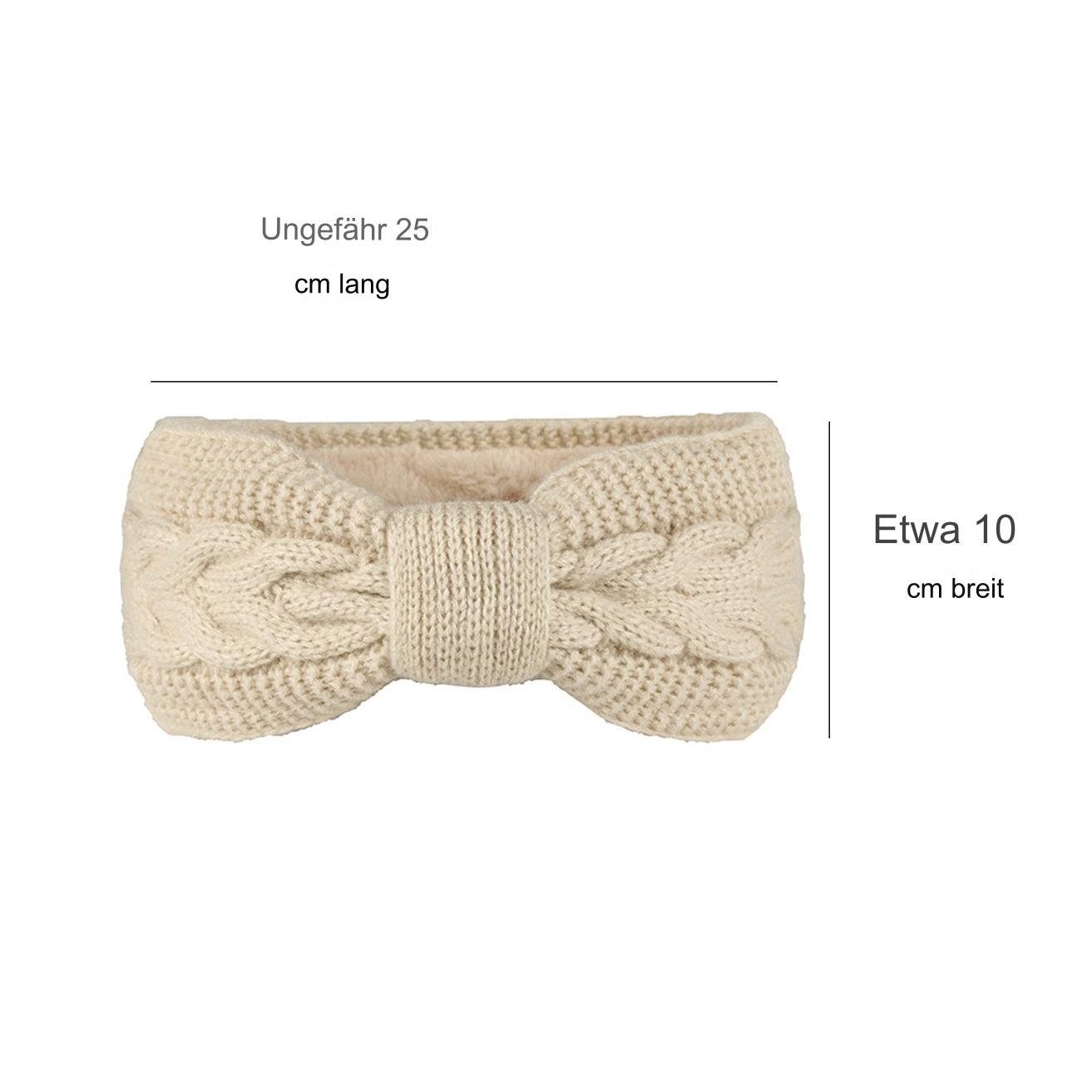 HOHEA H Haarband Zopfmuster-Stirnband mit Schleife für Damen, 1-tlg., Gestricktes Stirnband für Mädchen, Ohrenwärmer, weich, Gestricktes Stirnband mit Plüschfutter für den Herbst