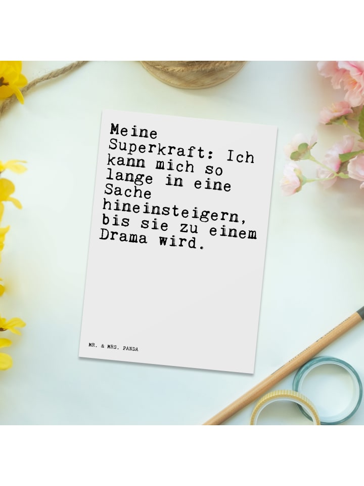 Mr. & Mrs. Panda Postkarte Meine Superkraft: Ich kann... mit Spruch in Weiß günstig kaufen onesize