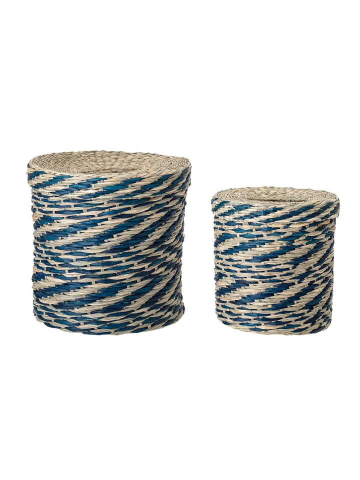 Bloomingville Korb 2er-Set ZickZack in Blau günstig kaufen onesize