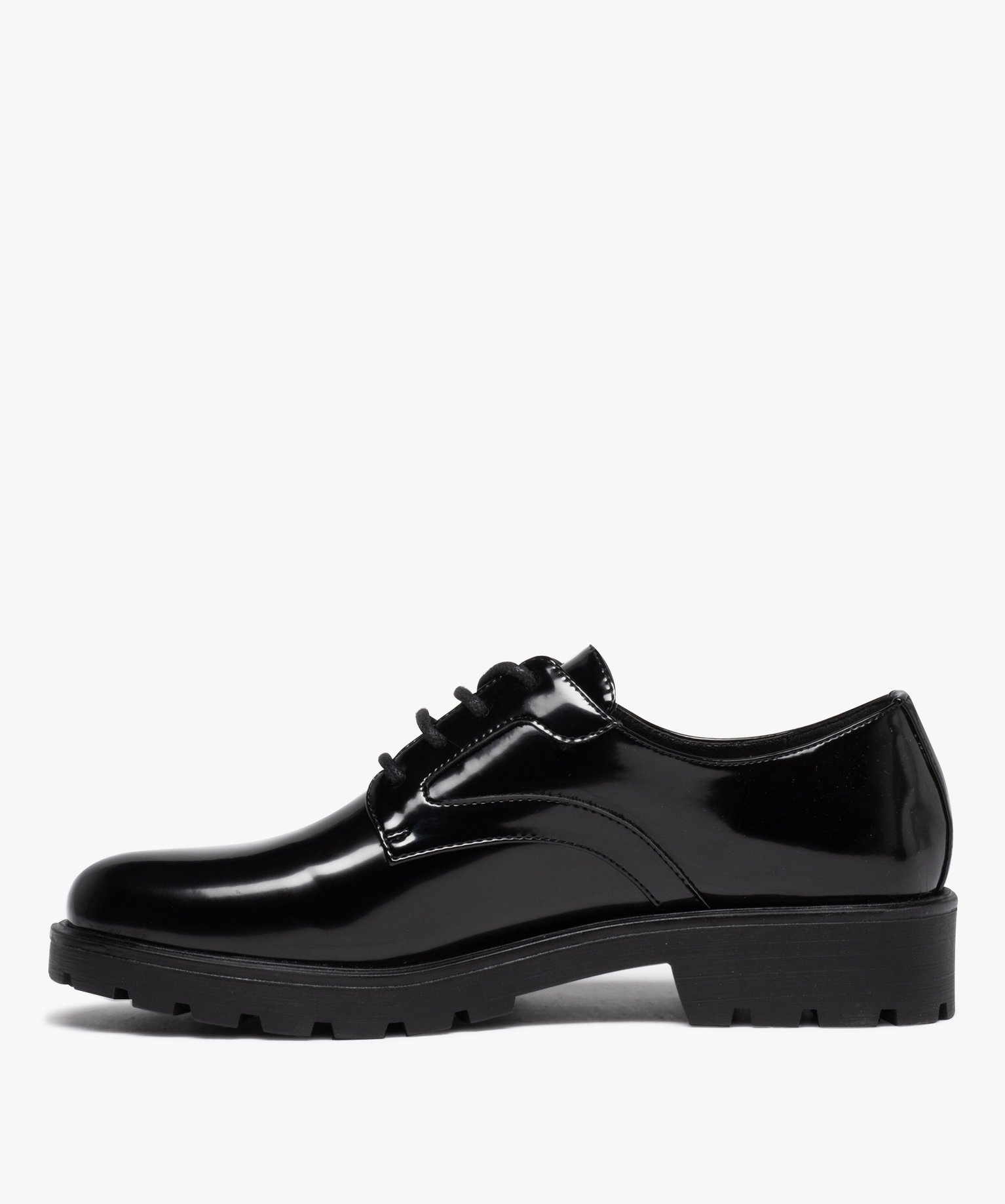 Derbies femmes unis dessus vernis classique noir | GEMO