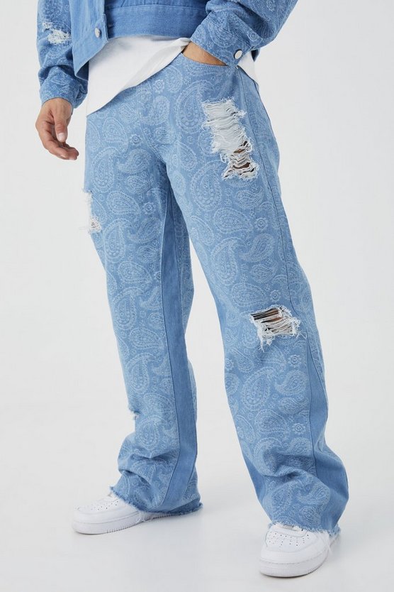 Lockere Jeans mit Paisley-Print