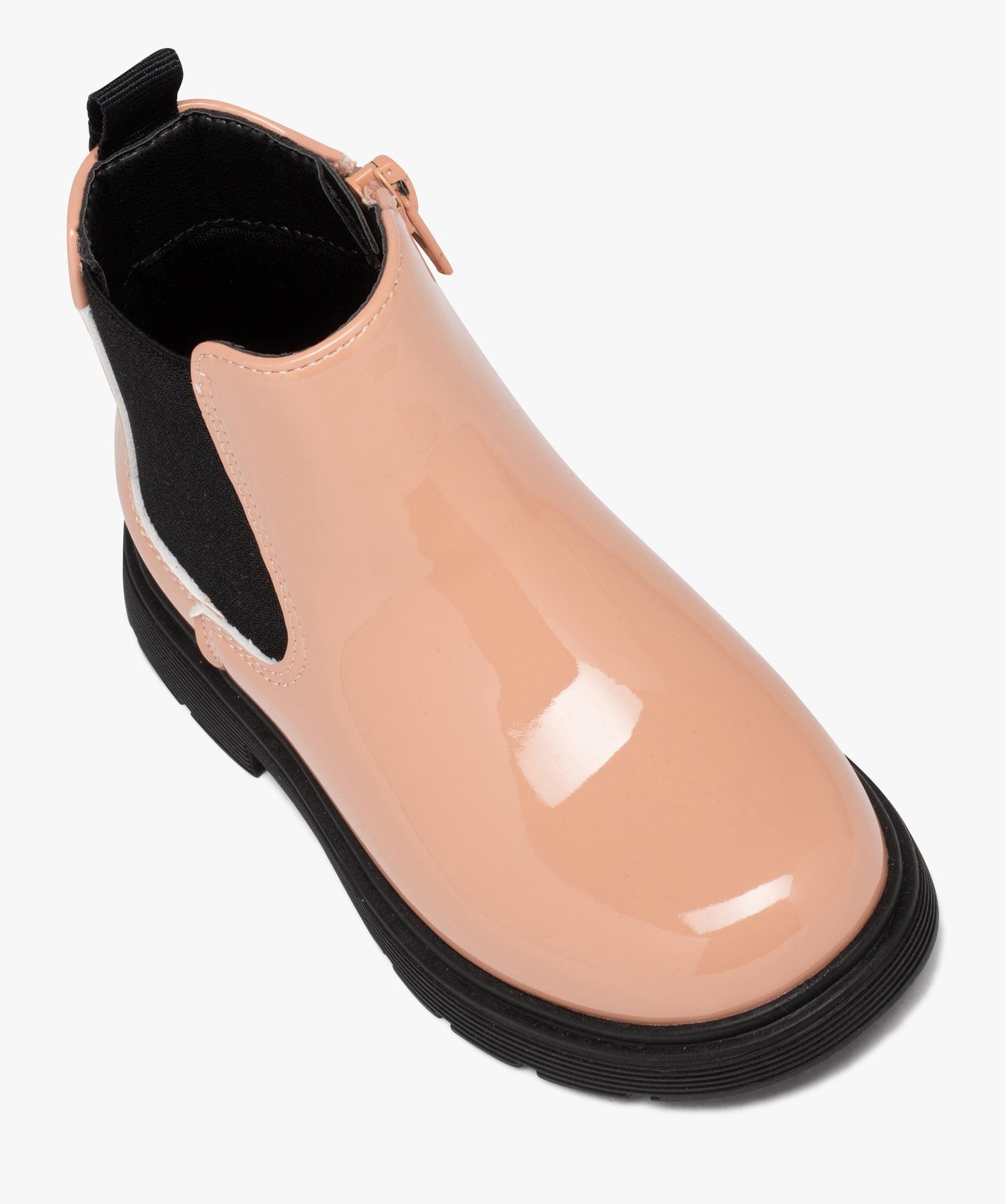 Bottes fille Chelsea vernies à zip rose | GEMO