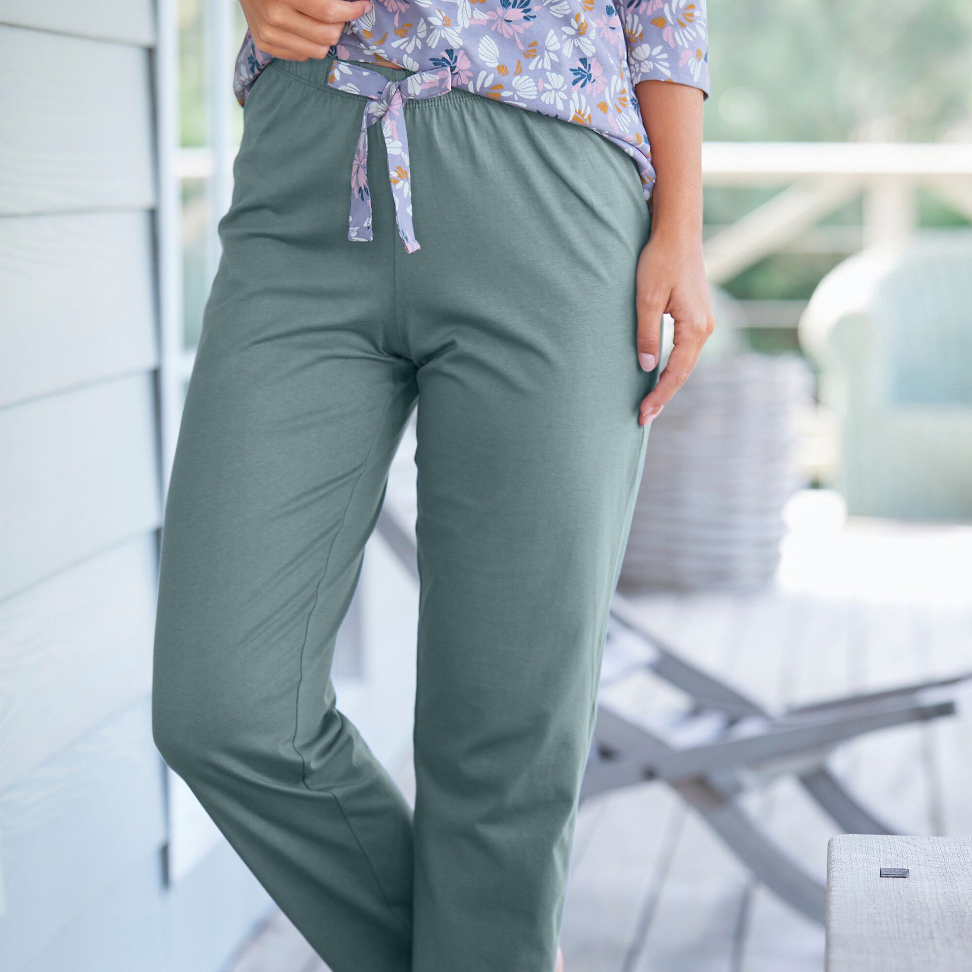 Pantalon pyjama coton imprimé placé 