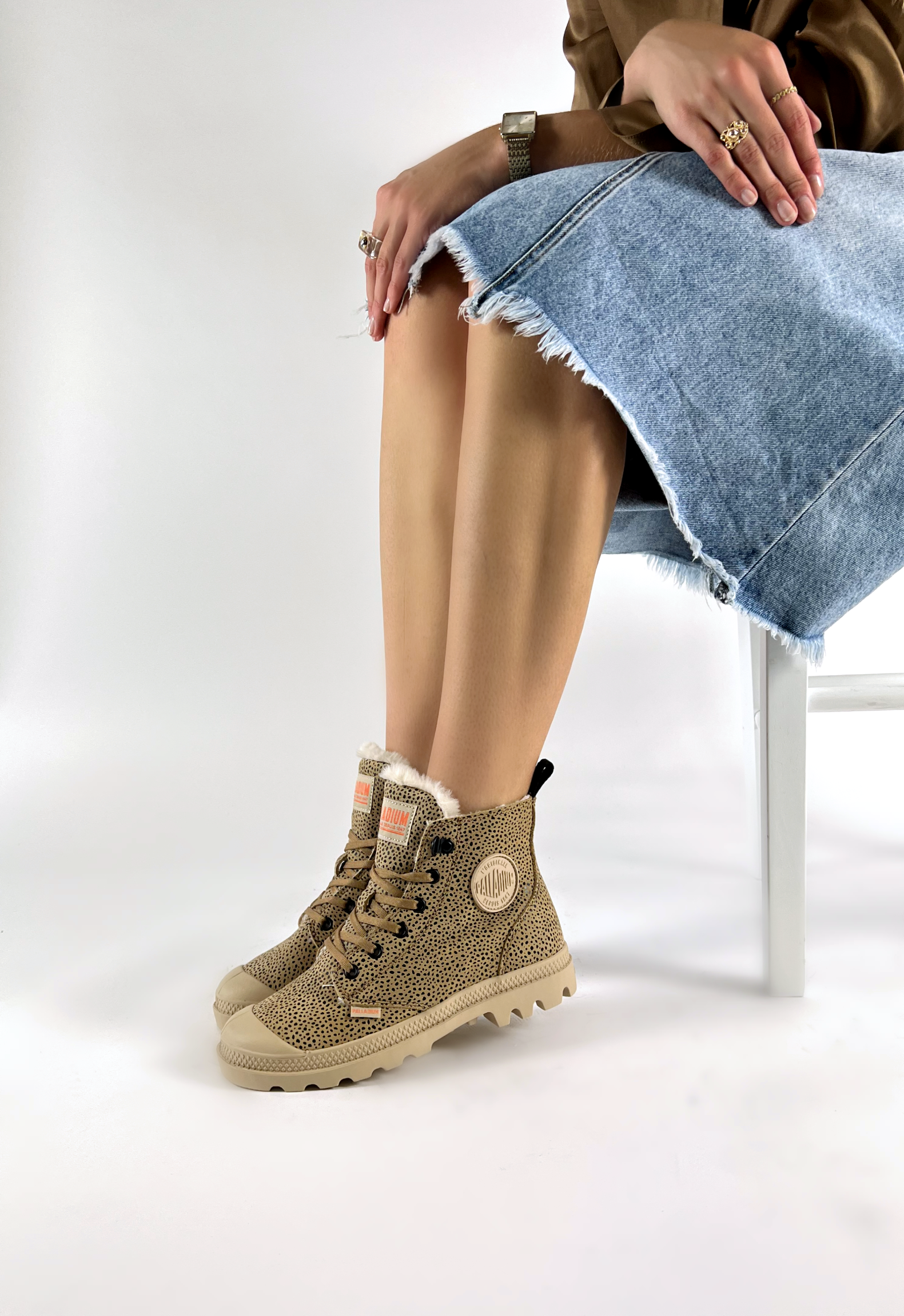 Palladium  PAMPA HI ZIP WOOL SAFARI - Beige Léopard