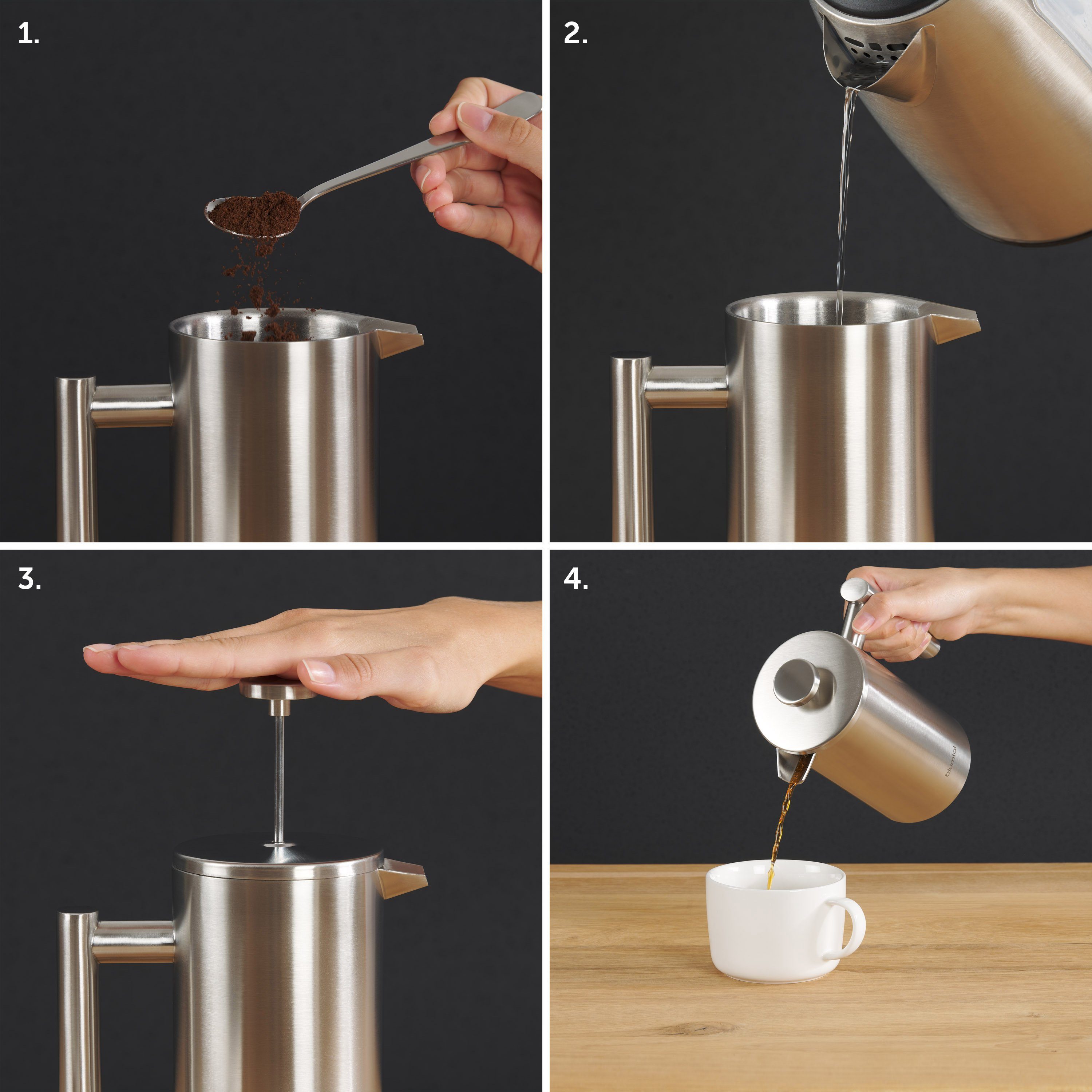 Blumtal French Press Kanne French Press aus Edelstahl Lisa - Kaffeepresse, 350l Kaffeekanne, Kaffeebereiter doppelwandig, in verschiedenen Größen verfügbar