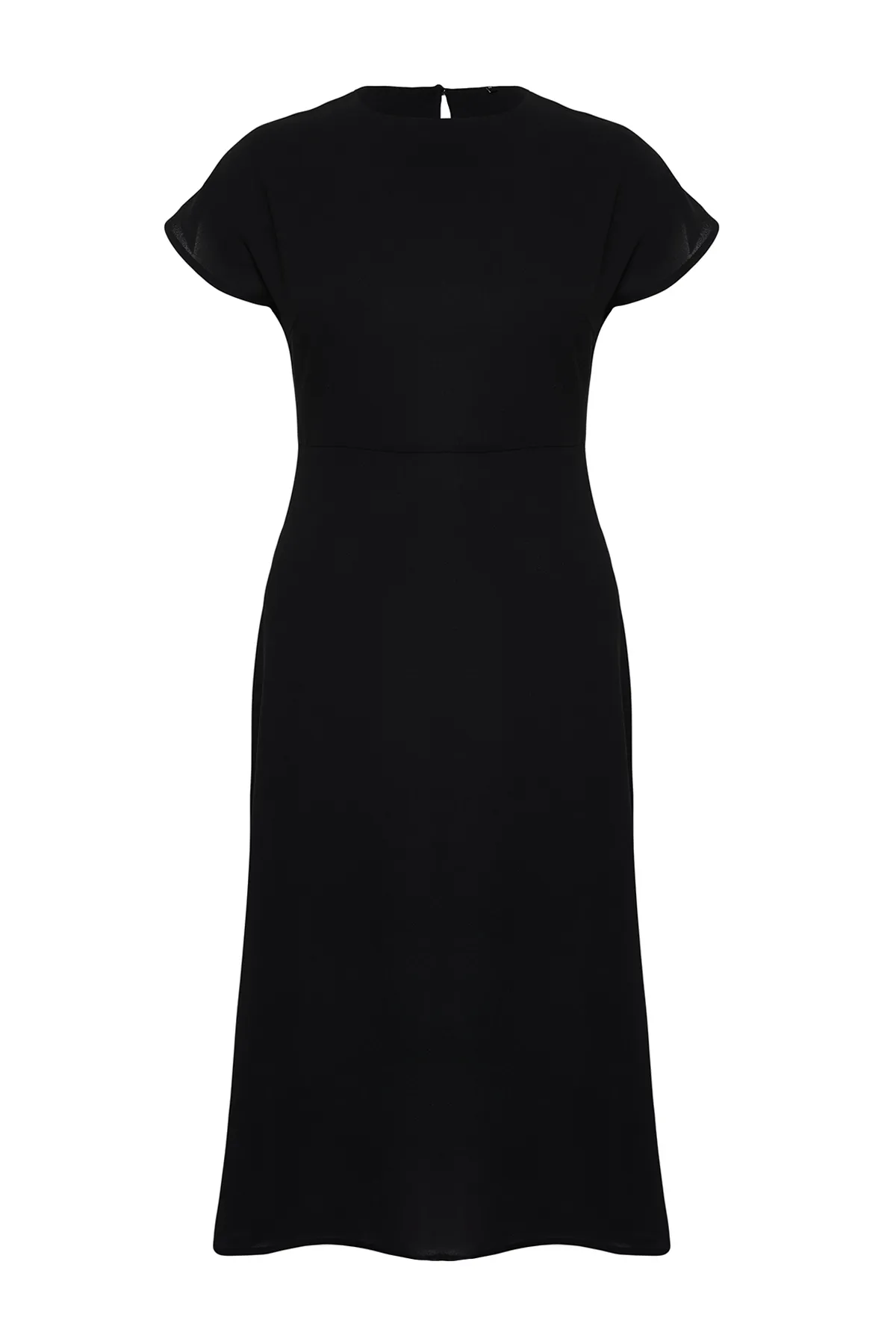 Trendyol Curve  Schwarzes A-Linien-Maxi-Gewebekleid TBBSS24AH00015