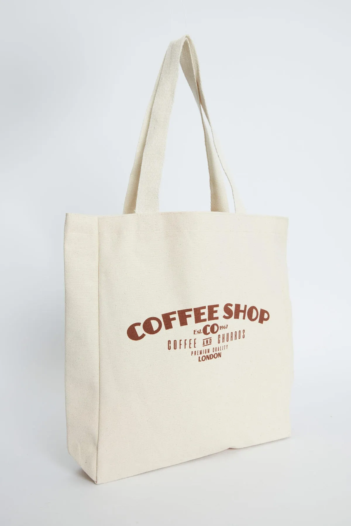 Manuka  BEDRUCKTE GÄSTE STOFFTASCHE COFFEE SHOP-BRAUN