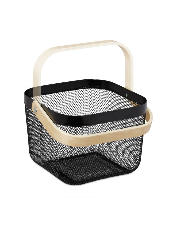 relaxdays Aufbewahrungskorb in Schwarz - (B)26 x (H)17,5 x (T)24,5 cm günstig kaufen onesize