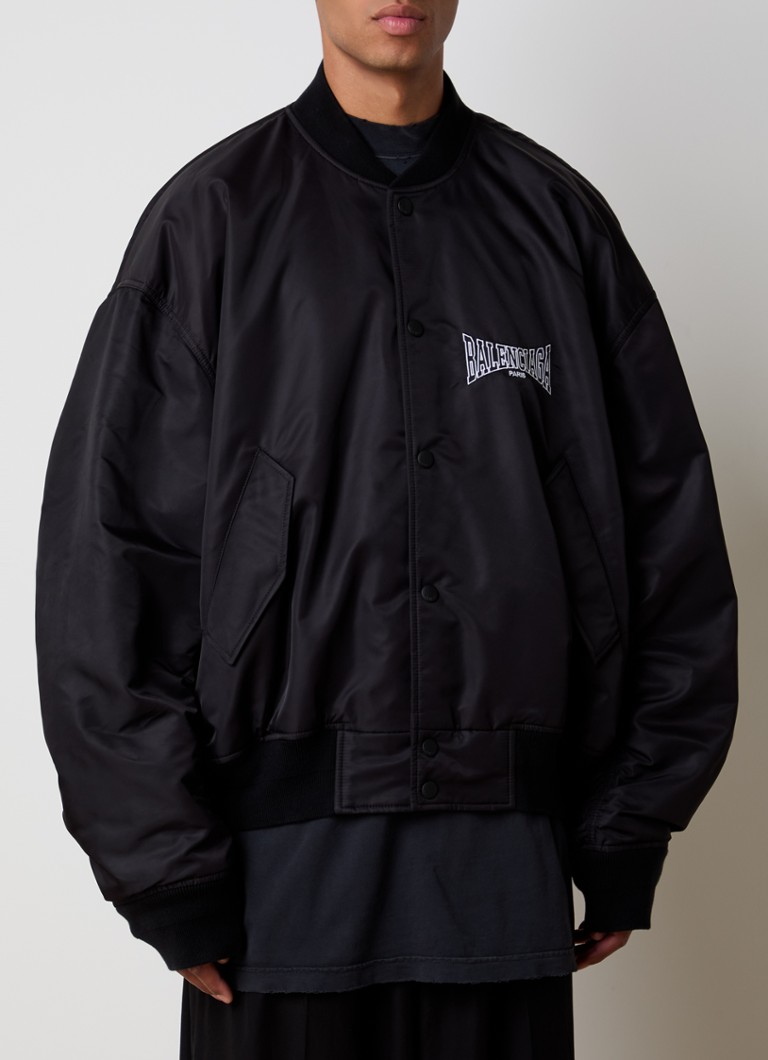 Giacca bomber oversize Balenciaga con logo ricamato