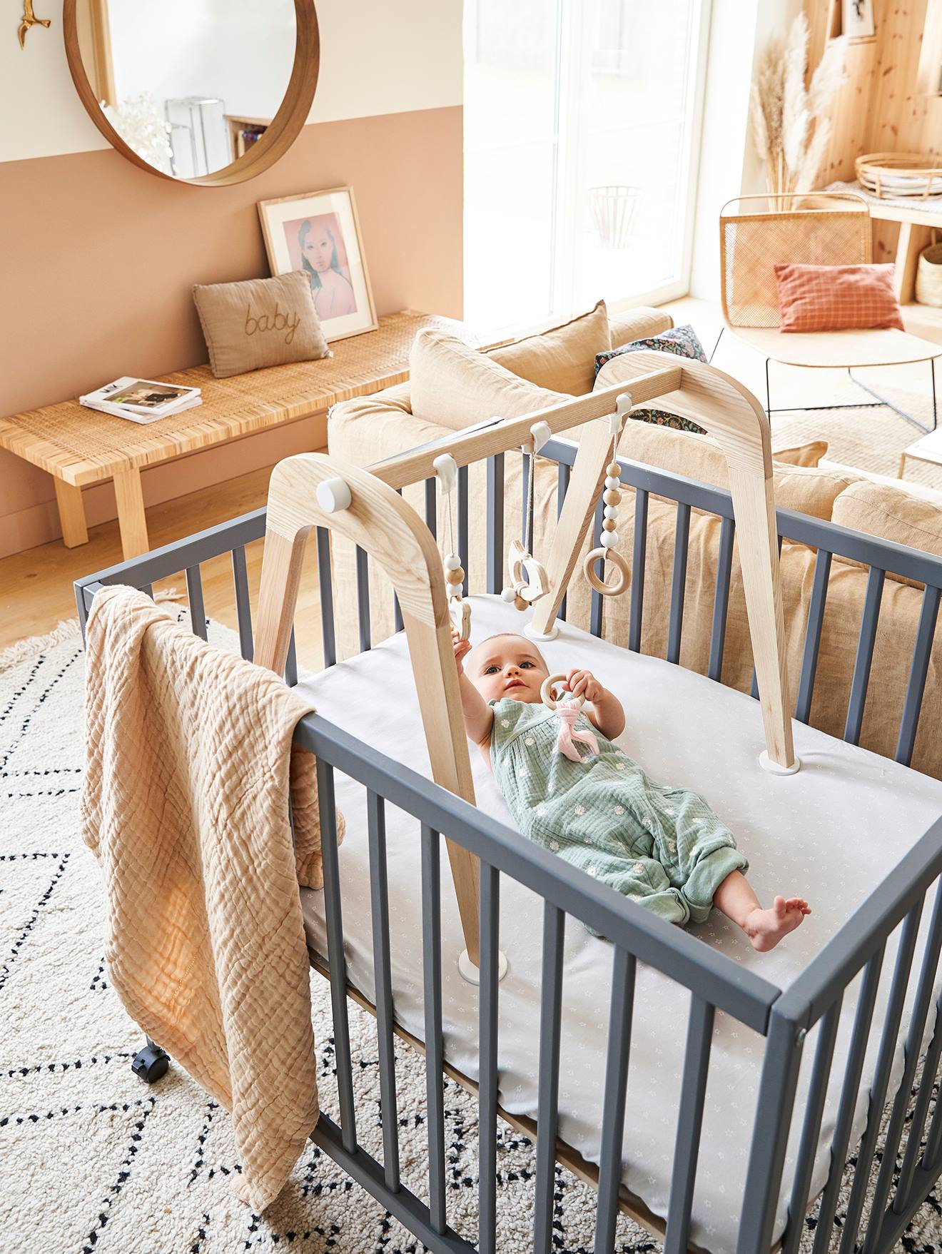 Vertbaudet Baby Laufgitter aus Holz FLEXIPARK - natur/weiß