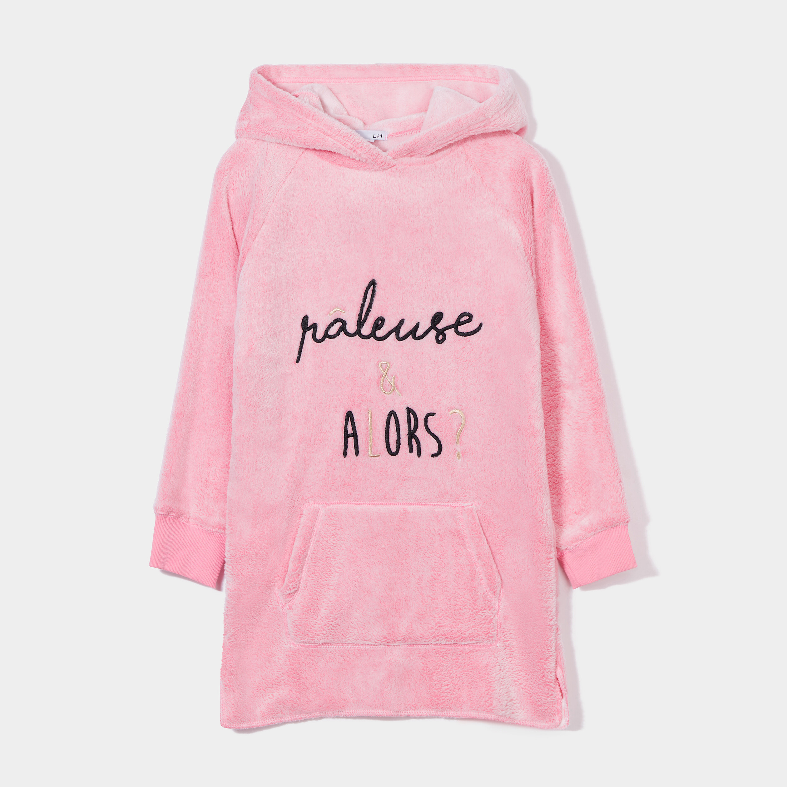 Pyjama plaid à capuche pilou rose fille | La Halle