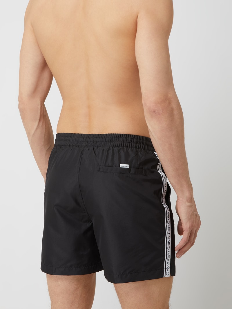 Badehose mit Logo-Streifen in schwarz