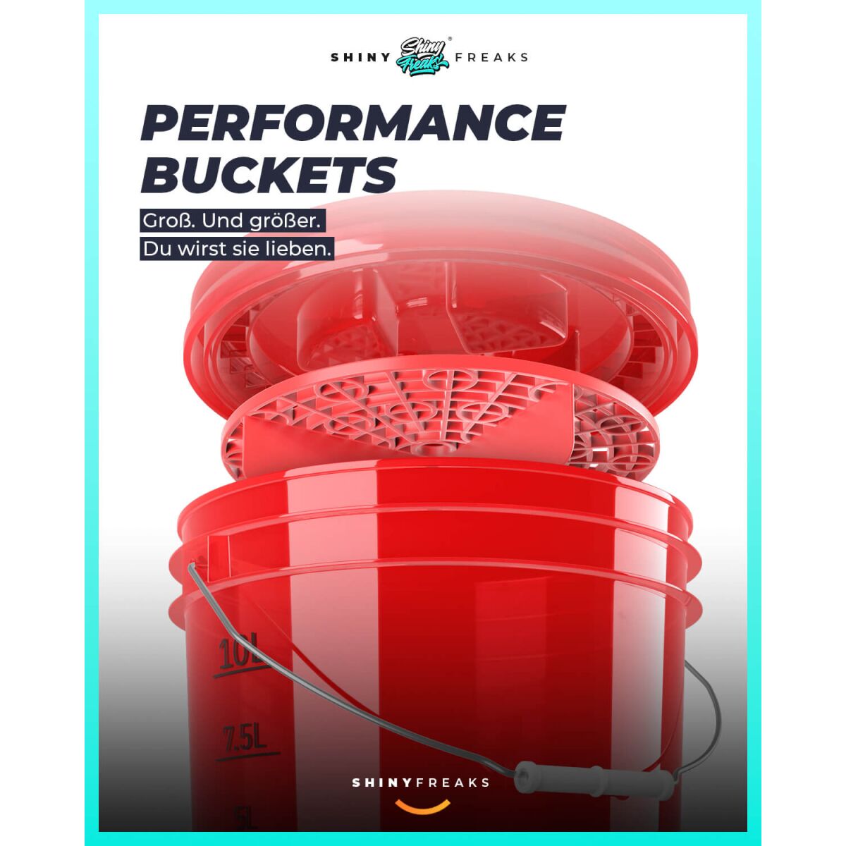 chemicalworkz Performance Buckets Wascheimer 3,5GAL Rot Transparent